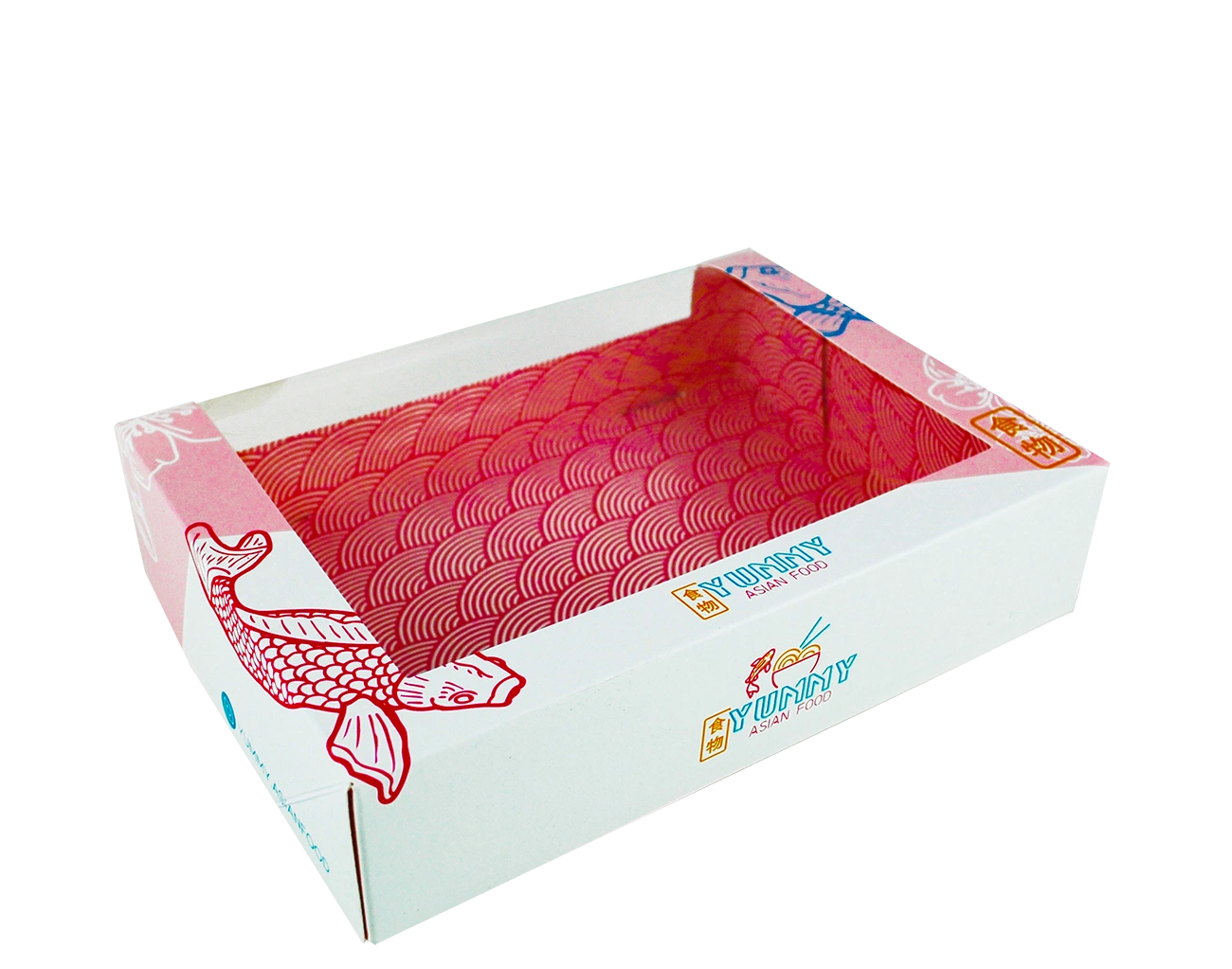 Conception sur-mesure par l'atelier Packaging Paris de cette Sushi Box en Impression Quadri 100% Extérieure et Intérieure + Pelliculage Intérieur Alimentaire.