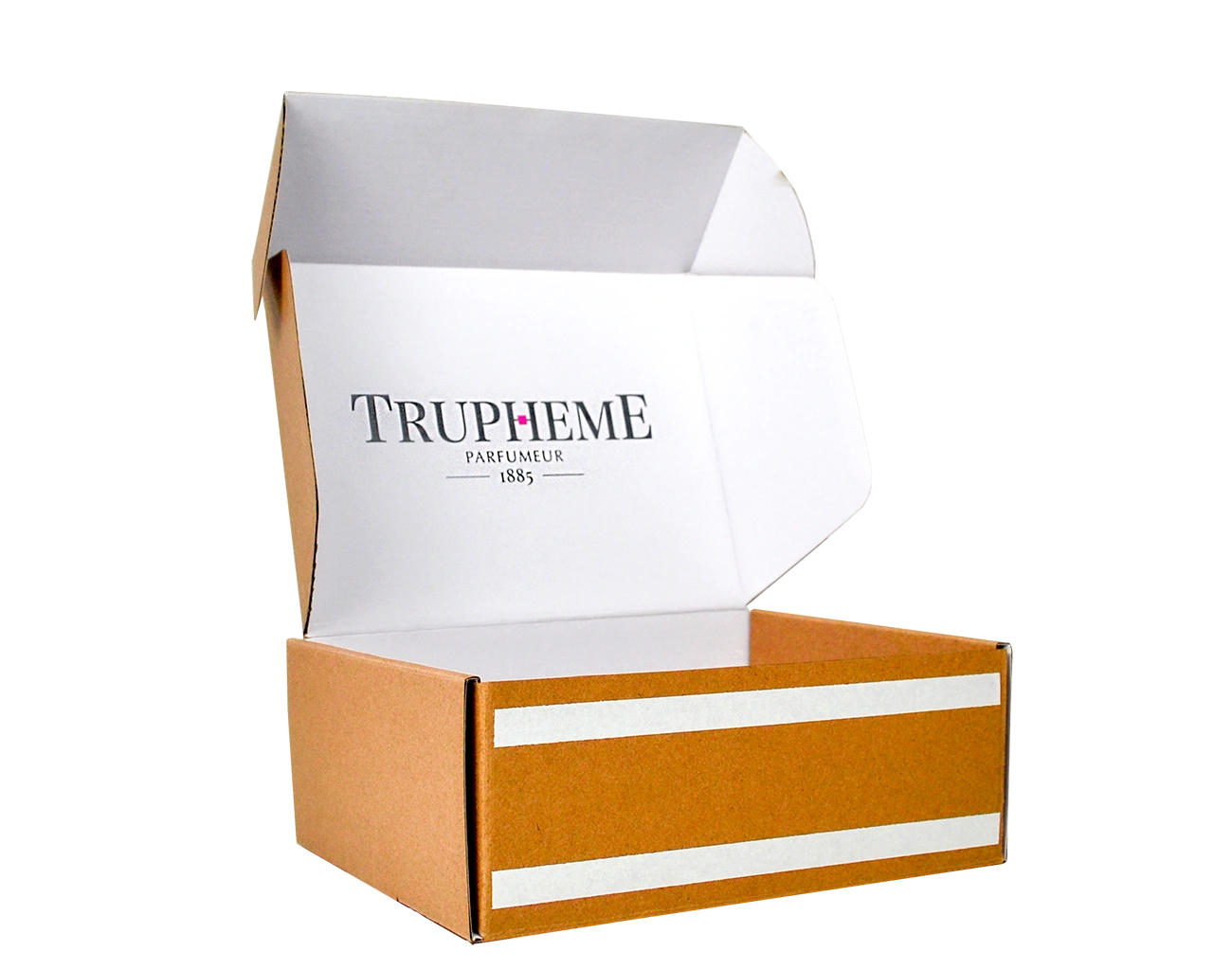 Appréciez cette sublime Boîte Ecommerce Personnalisée avec Impression Intérieur du Logo en 1 Couleur d'Impression et ses 2 adhésif de Fermeture Extérieurs.