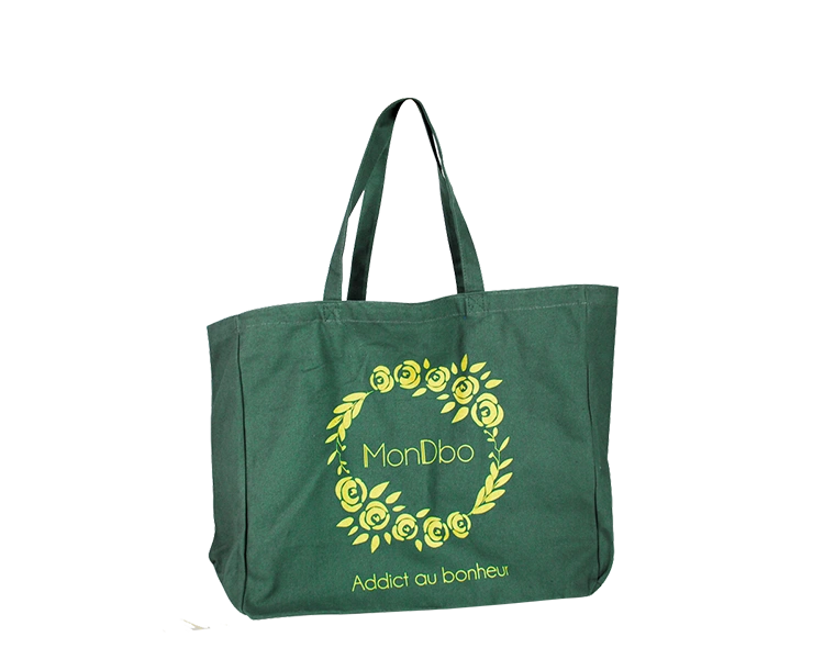 Réalisation Singulière de ce Tote Bag Personnalisé pour Enseigne de Prêt-à-porter, avec Impression Extérieur du Logo en 1 couleur et ses Poignées Longues.
