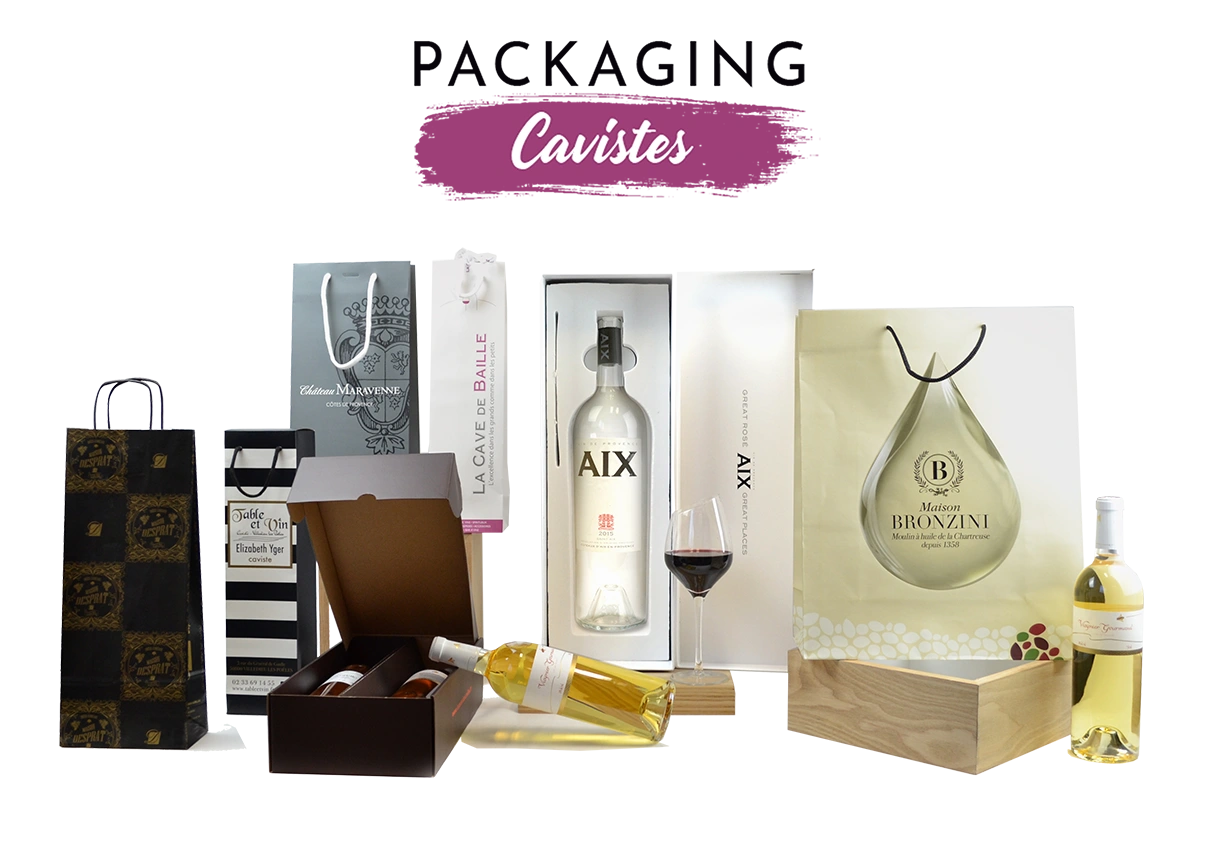 Découvrez l'univers Packaging Cavistes / Spiritueux présentant les divers types d'emballages personnalisés utilisés dans ce secteur (sac, boîte, coffrets...).