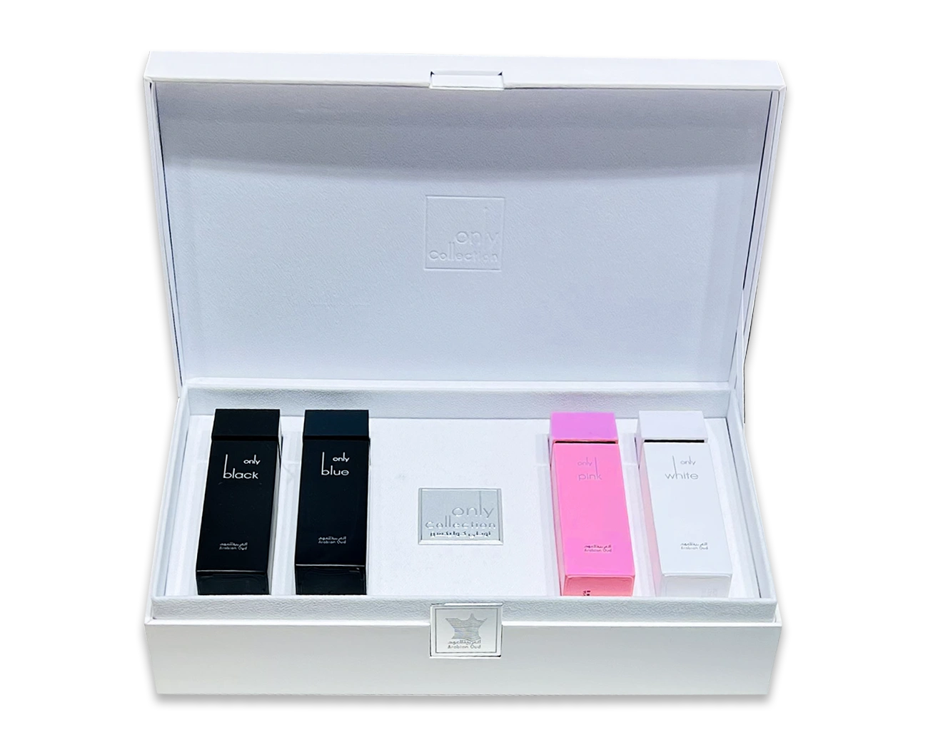 Conception par l'équipe Packaging Paris de ce Coffret Luxe Personnalisé avec Mousse Intérieur aux Découpes des Parfums.