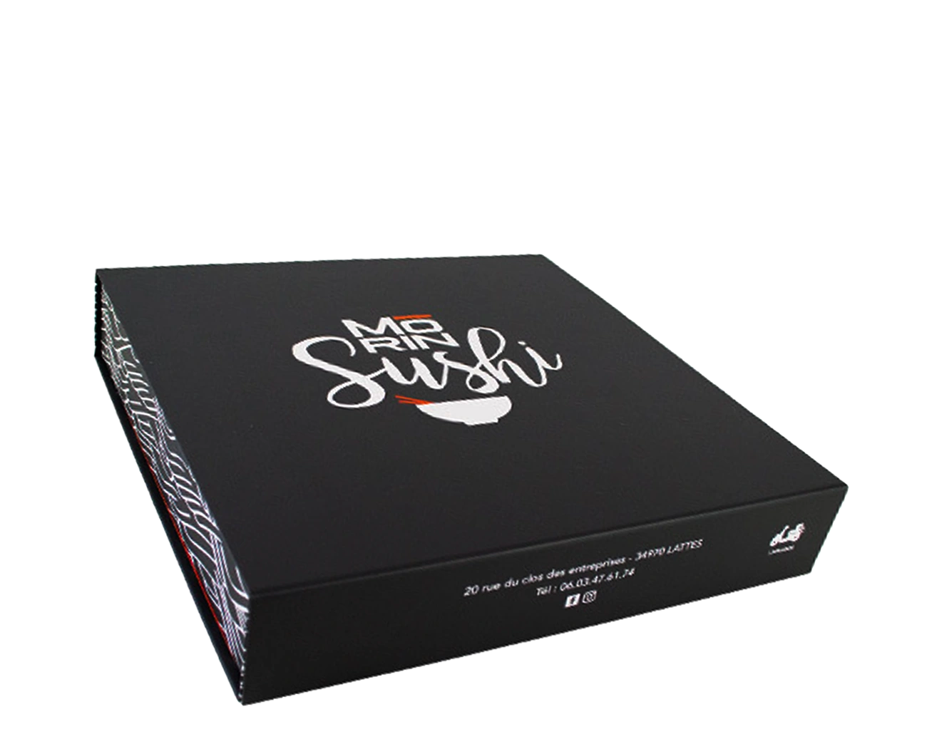 Cette Boîte Luxe Alimentaire Personnalisée se remarque de par son Impression Extérieure 2 Couleurs 100% et sa jolie Finition Extérieure en Pelliculage Brillant.